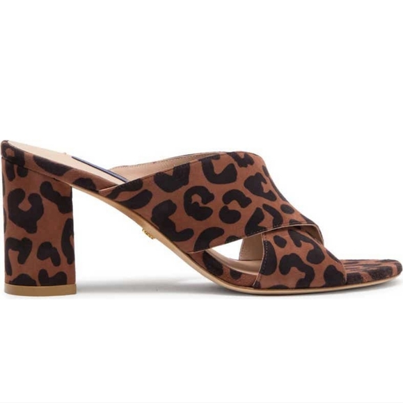 Stuart Weitzman galene crisscross slide sandal in leopard print - Picture 3 of 5